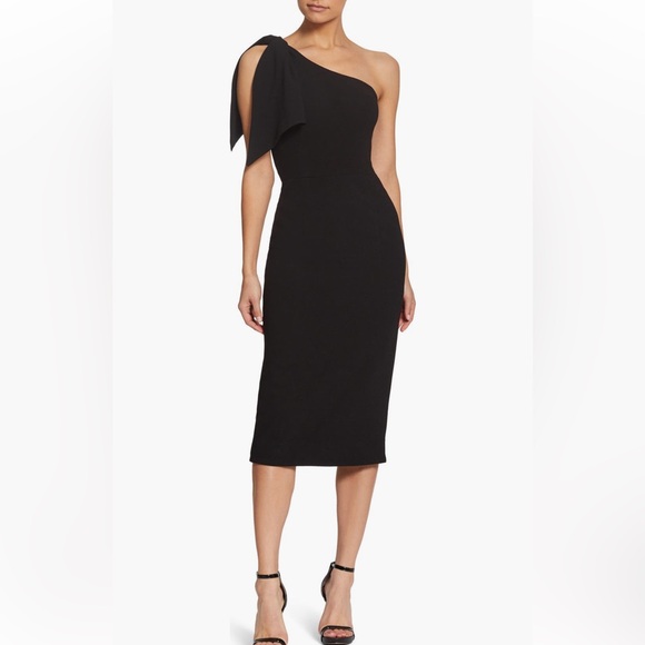 Dress the Population Dresses & Skirts - Dress The Population Tiffany One Shoulder Midi Dress Black Womens Small